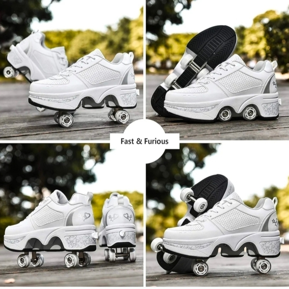 Unisex White Silver Roller Skate Shoes WMS Size EUR 37 US 7 Eqv to Youth Sz 5 - Picture 6 of 16